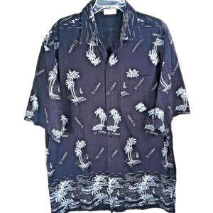 St Thomas Island Shirt Size 3XL Button Front Black Natural Cotton Cruise